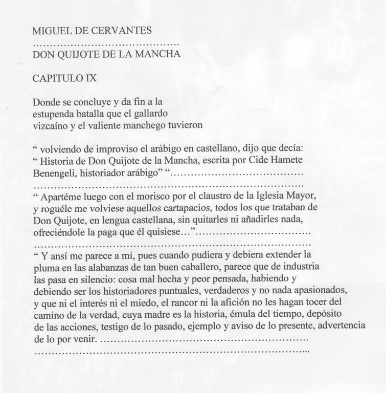 DON QUIJOTE DE LA MANCHA.- CAPÍTULO IX